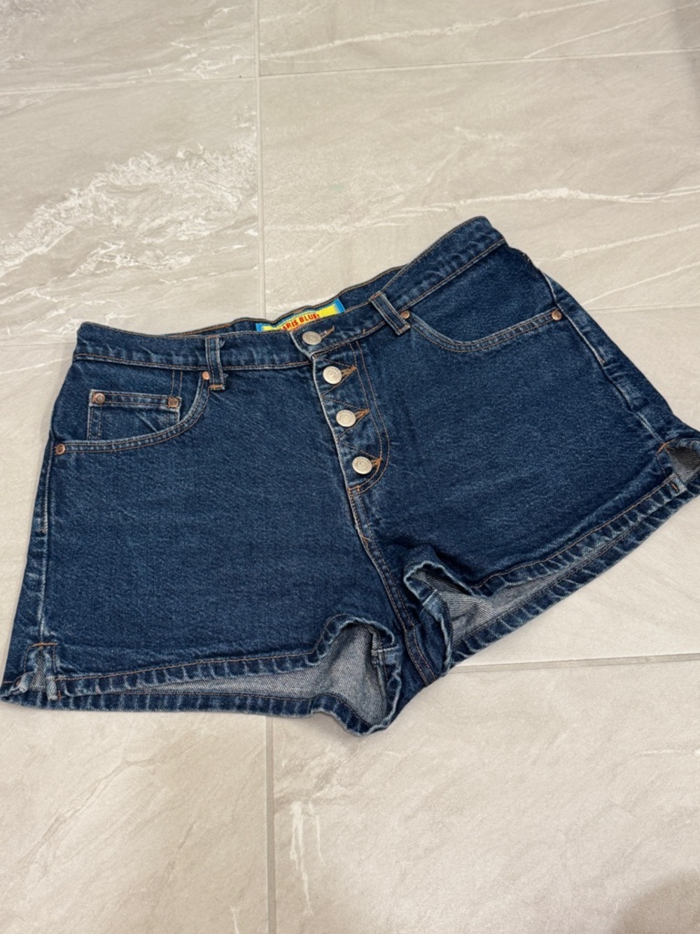 Vintage Paris Blues Dark Wash Denim Shorts High Rise Y2K